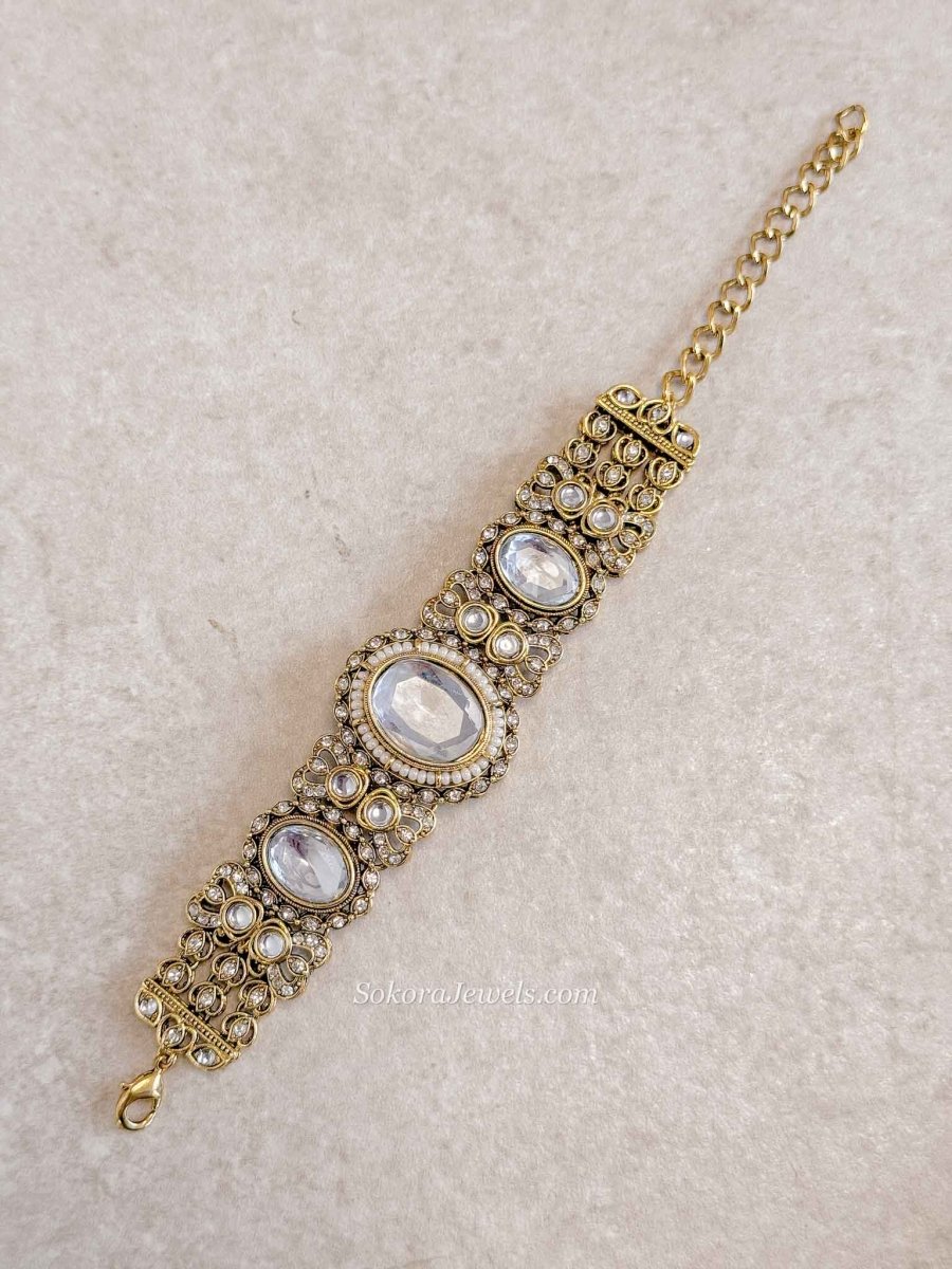 Oval Gem Kundan Bracelet - SOKORA JEWELSOval Gem Kundan Bracelet