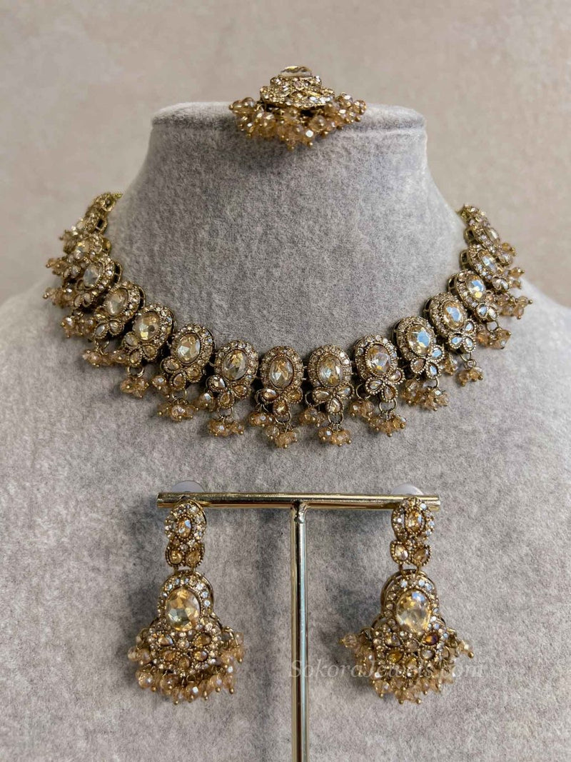 Oval Gem Necklace set - SOKORA JEWELSOval Gem Necklace set