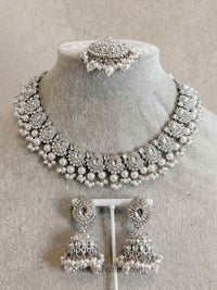Oval Gem Silver Necklace set - SOKORA JEWELSOval Gem Silver Necklace set