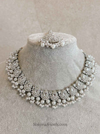 Oval Gem Silver Necklace set - SOKORA JEWELSOval Gem Silver Necklace set