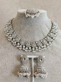 Oval Gem Silver Necklace set - SOKORA JEWELSOval Gem Silver Necklace set