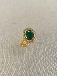 Oval Kundan Ring - Green - SOKORA JEWELSOval Kundan Ring - GreenRING