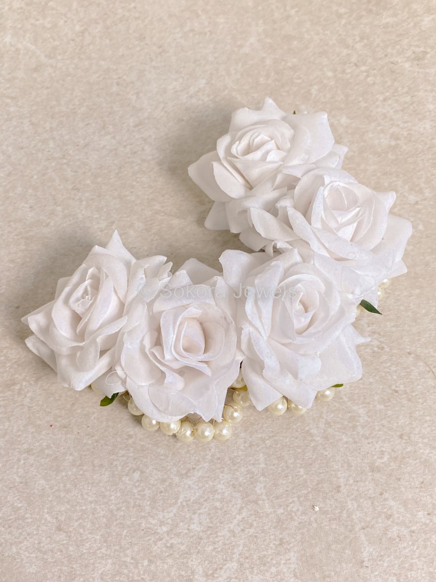 Oversized Rose & Bead Detail Hair Bun Accessory - 2 Colour Options - SOKORA JEWELSOversized Rose & Bead Detail Hair Bun Accessory - 2 Colour Options