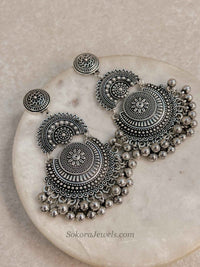 Oxidised Chandbali Earrings - SOKORA JEWELSOxidised Chandbali Earrings