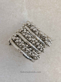 Oxidised Silver Ball Bead Coil Bracelet - SOKORA JEWELSOxidised Silver Ball Bead Coil Bracelet