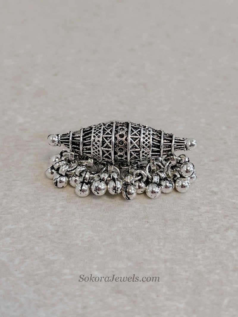 Oxidised Silver Barrel Statement Ring - SOKORA JEWELSOxidised Silver Barrel Statement RingRING