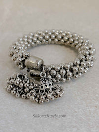 Oxidised Silver Ghungroo Jhumka Bracelet - SOKORA JEWELSOxidised Silver Ghungroo Jhumka Bracelet