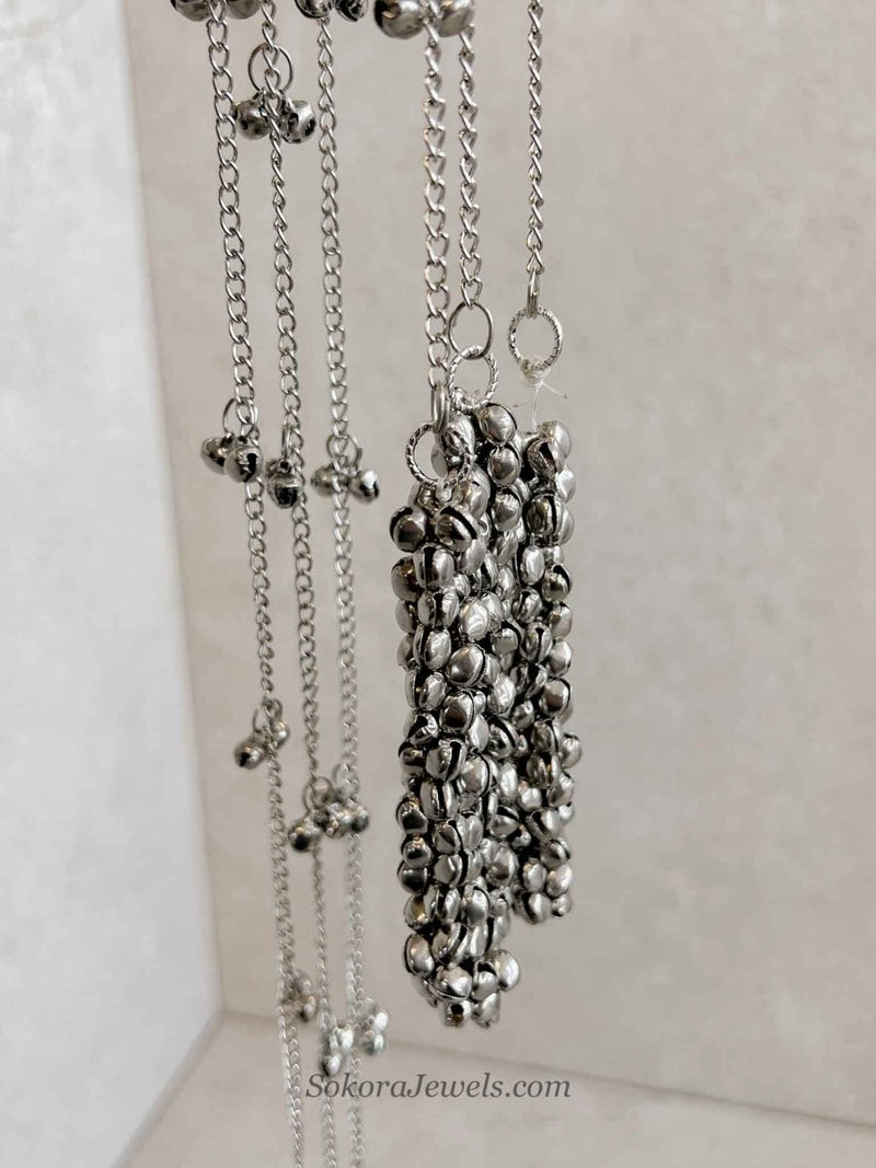 Oxidised Silver Ghungroo Paranda Hair Accessory - SOKORA JEWELSOxidised Silver Ghungroo Paranda Hair Accessory