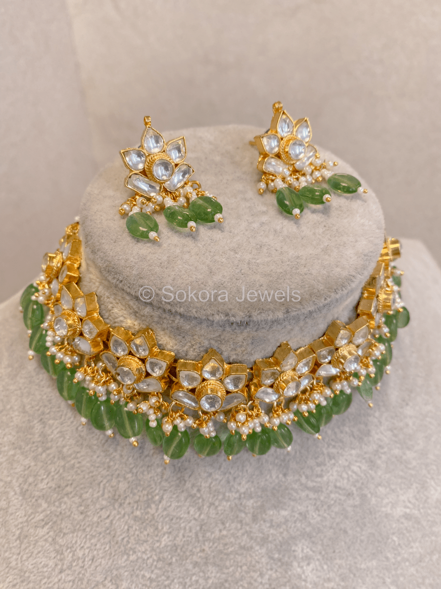 Pachi Kundan Set - Green - SOKORA JEWELSPachi Kundan Set - GreenNECKLACE SETS