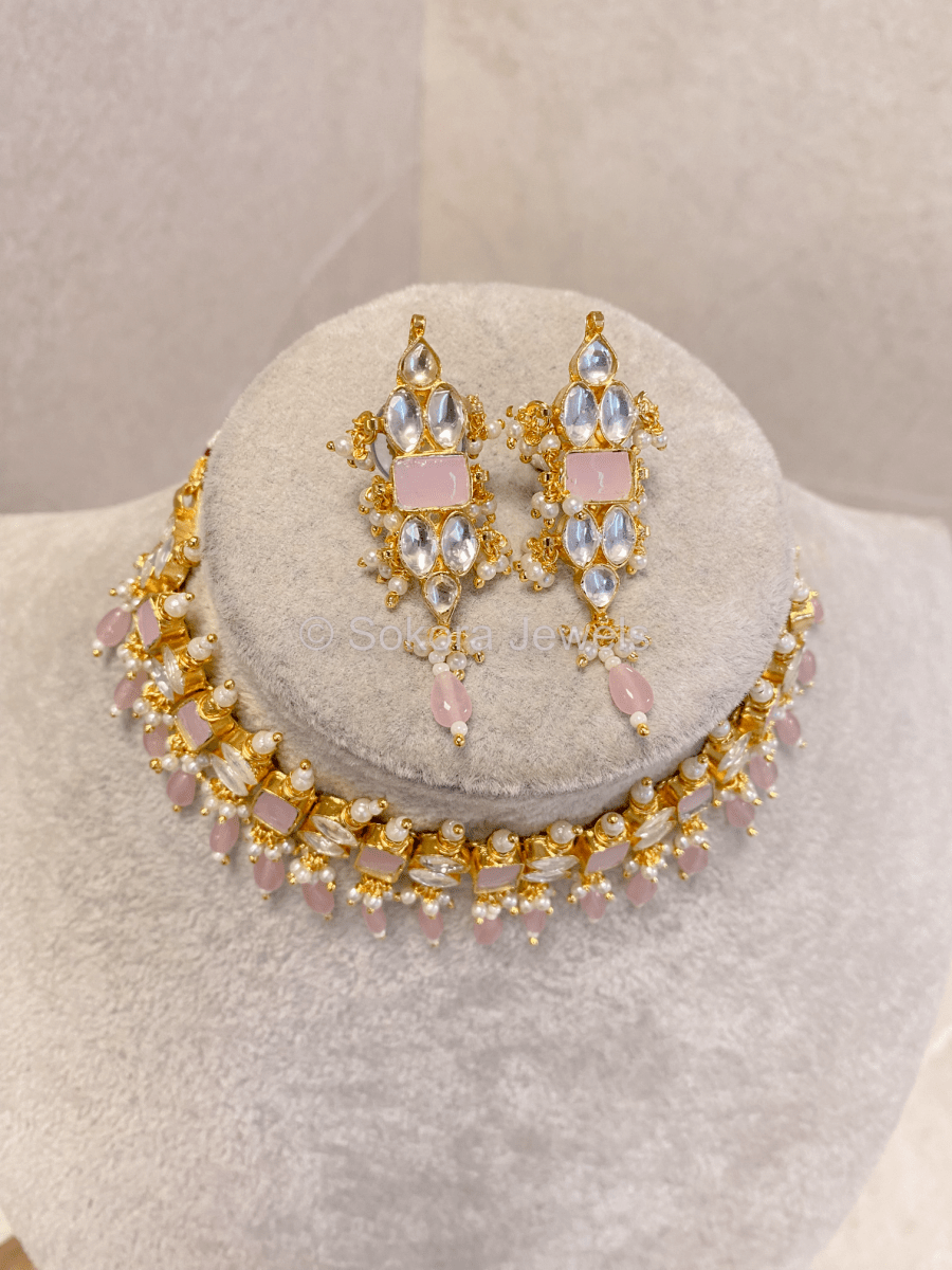 Pachi Kundan Set - Light Pink - SOKORA JEWELSPachi Kundan Set - Light PinkNECKLACE SETS