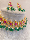 Pachi Kundan Set - Ruby & Green - SOKORA JEWELSPachi Kundan Set - Ruby & GreenNECKLACE SETS