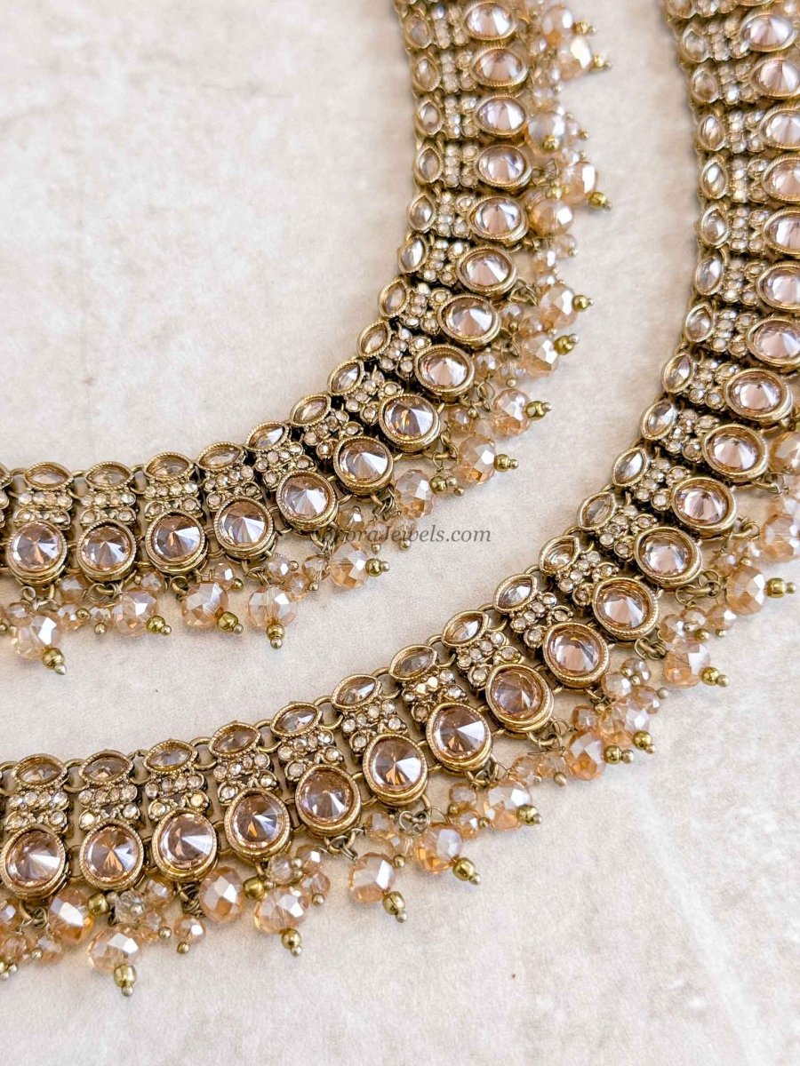 Pair of Antique Gold Anklets – Bridal Payal - SOKORA JEWELSPair of Antique Gold Anklets – Bridal Payal