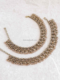 Pair of Antique Gold Anklets – Bridal Payal - SOKORA JEWELSPair of Antique Gold Anklets – Bridal Payal