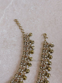 Pair of Antique Gold Ghungroo Anklets – Bridal Payal - SOKORA JEWELSPair of Antique Gold Ghungroo Anklets – Bridal Payal