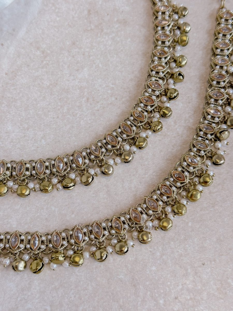 Pair of Antique Gold Ghungroo Anklets – Bridal Payal - SOKORA JEWELSPair of Antique Gold Ghungroo Anklets – Bridal Payal