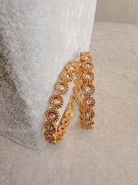 Pair of Bright Gold Kada Bangles - SOKORA JEWELSPair of Bright Gold Kada BanglesBANGLES