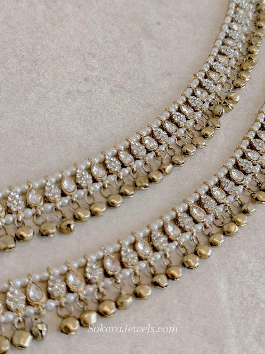 Pair of Golden Ghungroo Anklets – Bridal Payal - SOKORA JEWELSPair of Golden Ghungroo Anklets – Bridal Payal