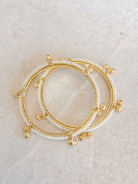 Pair of Pearl & Gold Ghungroo Bangles - SOKORA JEWELSPair of Pearl & Gold Ghungroo BanglesBANGLES