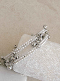 Pair of Pearl & Silver Ghungroo Bangles - SOKORA JEWELSPair of Pearl & Silver Ghungroo BanglesBANGLES