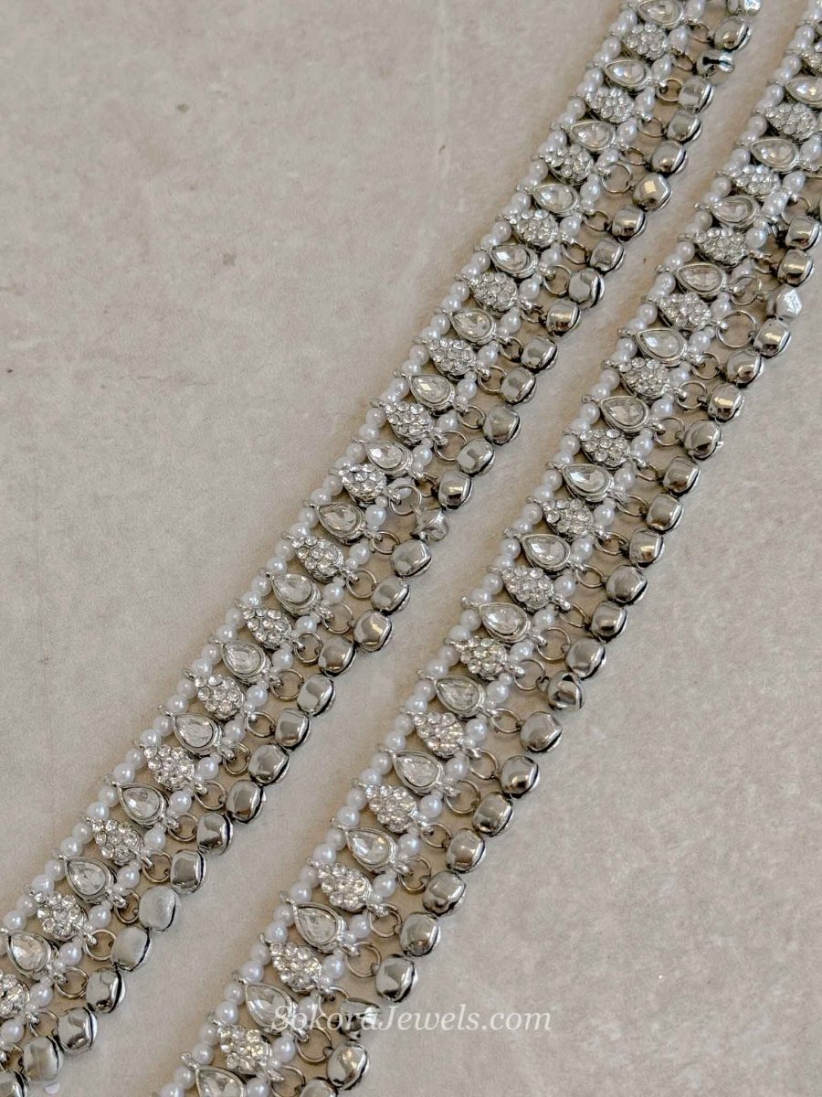 Pair of Silver Ghungroo Anklets – Bridal Payal - SOKORA JEWELSPair of Silver Ghungroo Anklets – Bridal Payal