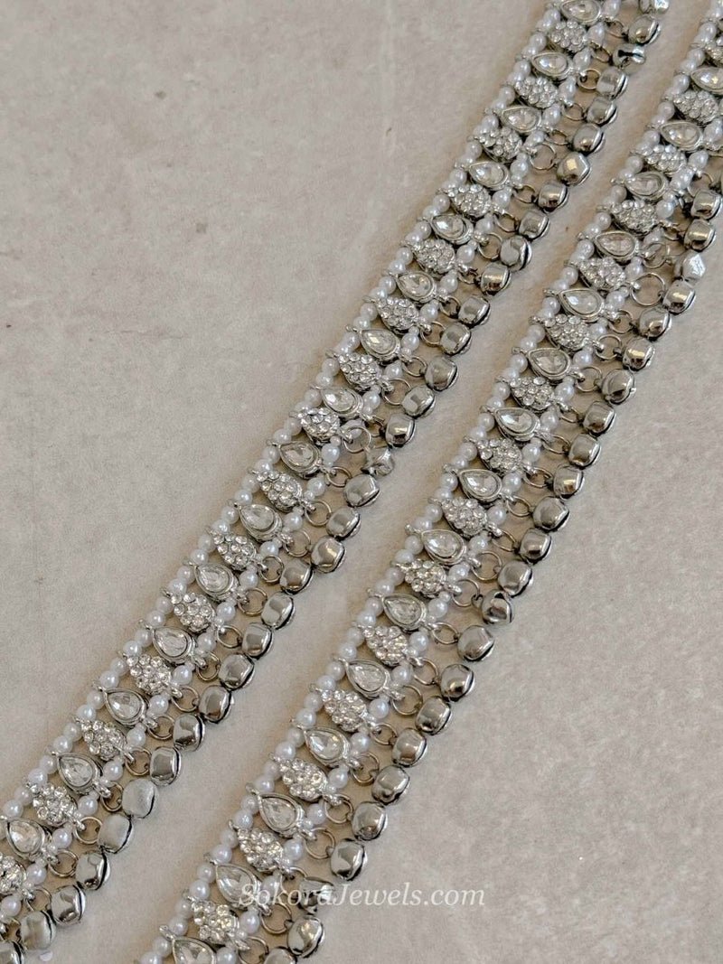 Pair of Silver Ghungroo Anklets – Bridal Payal - SOKORA JEWELSPair of Silver Ghungroo Anklets – Bridal Payal