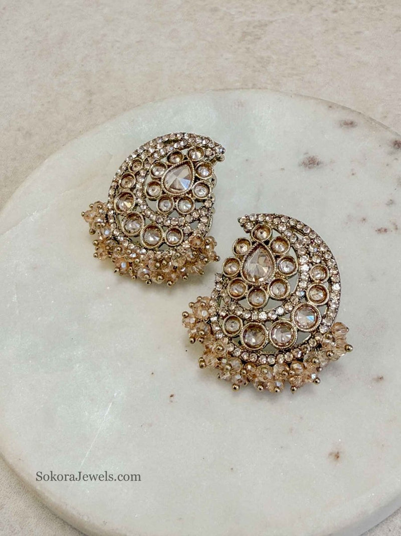 Paisley Golden Crystal Earring Tops - SOKORA JEWELSPaisley Golden Crystal Earring Topsstuds and tops