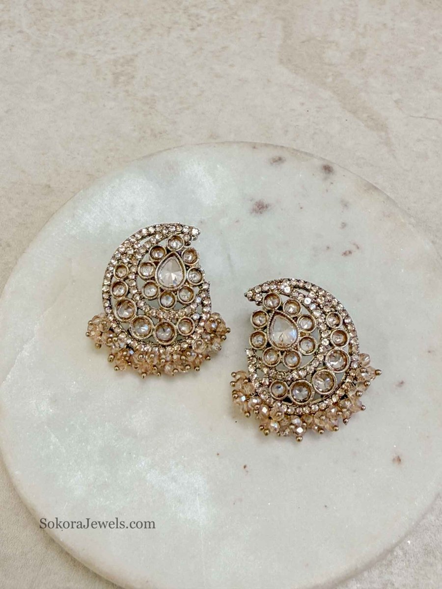 Paisley Golden Crystal Earring Tops - SOKORA JEWELSPaisley Golden Crystal Earring Topsstuds and tops