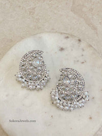 Paisley Silver Crystal Earring Tops - SOKORA JEWELSPaisley Silver Crystal Earring Topsstuds and tops