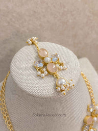 Pale Gemstone & Pearl Statement Necklace Set - SOKORA JEWELSPale Gemstone & Pearl Statement Necklace Set