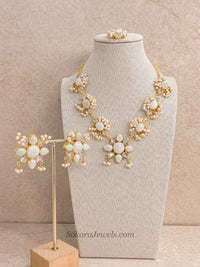 Pale Mint Oval Stone Necklace Set - SOKORA JEWELSPale Mint Oval Stone Necklace Set