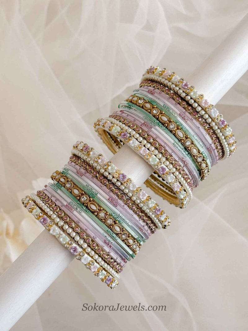 Pastel Blossom Crystal Bangle Set - SOKORA JEWELSPastel Blossom Crystal Bangle SetBANGLES
