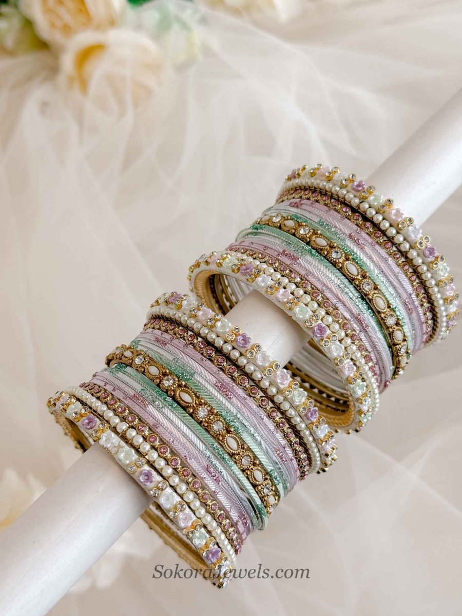 Pastel Blossom Crystal Bangle Set - SOKORA JEWELSPastel Blossom Crystal Bangle SetBANGLES