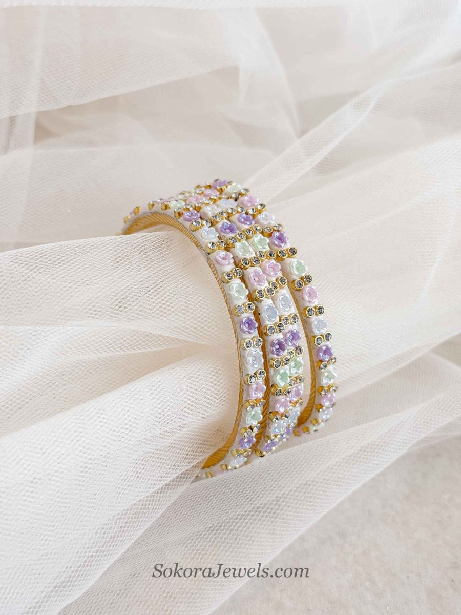 Pastel Blossom Crystal Bangles - SOKORA JEWELSPastel Blossom Crystal BanglesBANGLES