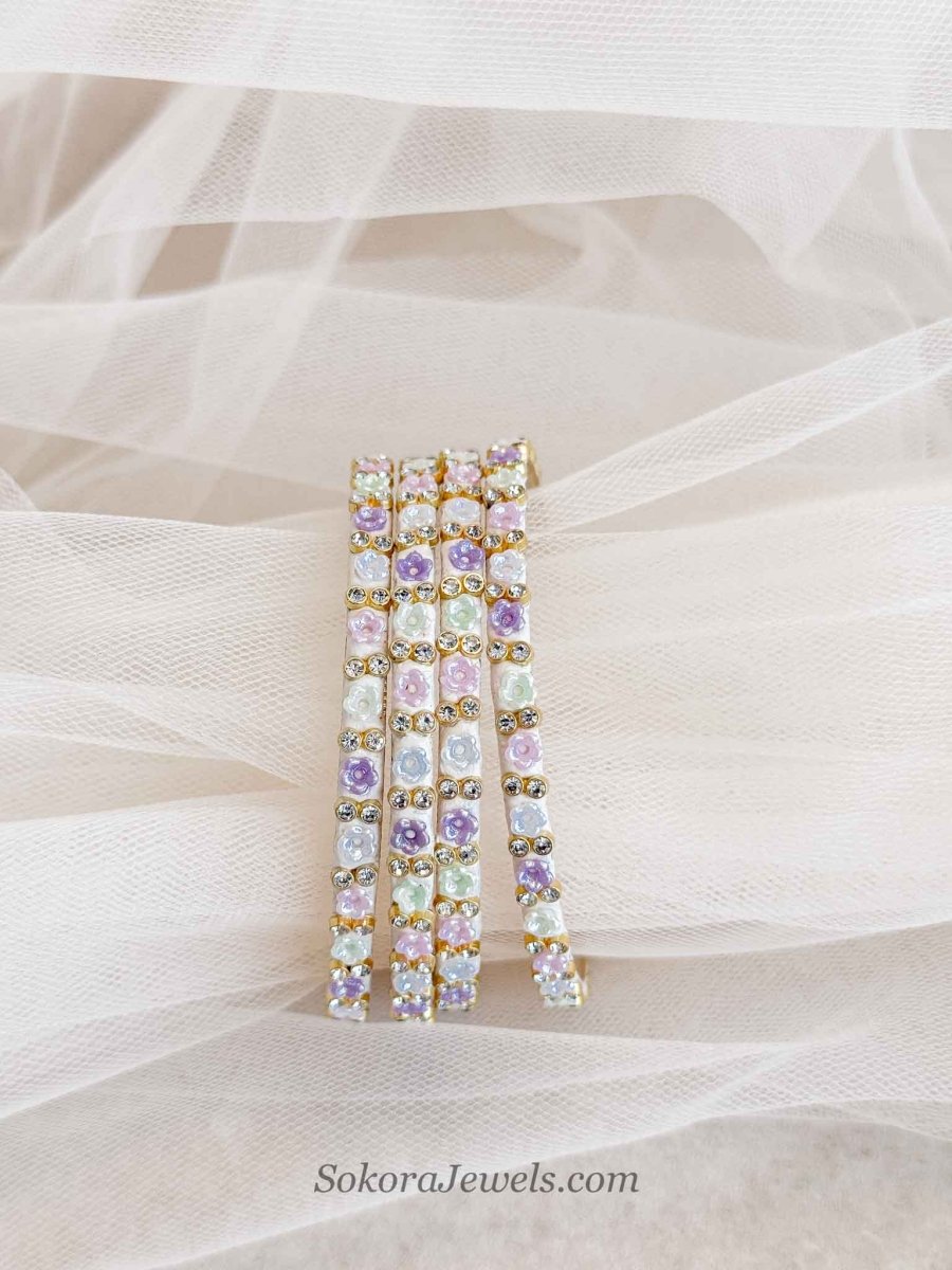 Pastel Blossom Crystal Bangles - SOKORA JEWELSPastel Blossom Crystal BanglesBANGLES