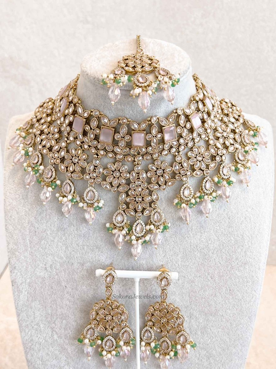 Pastel Bridal Choker Set - SOKORA JEWELSPastel Bridal Choker Setnecklace sets
