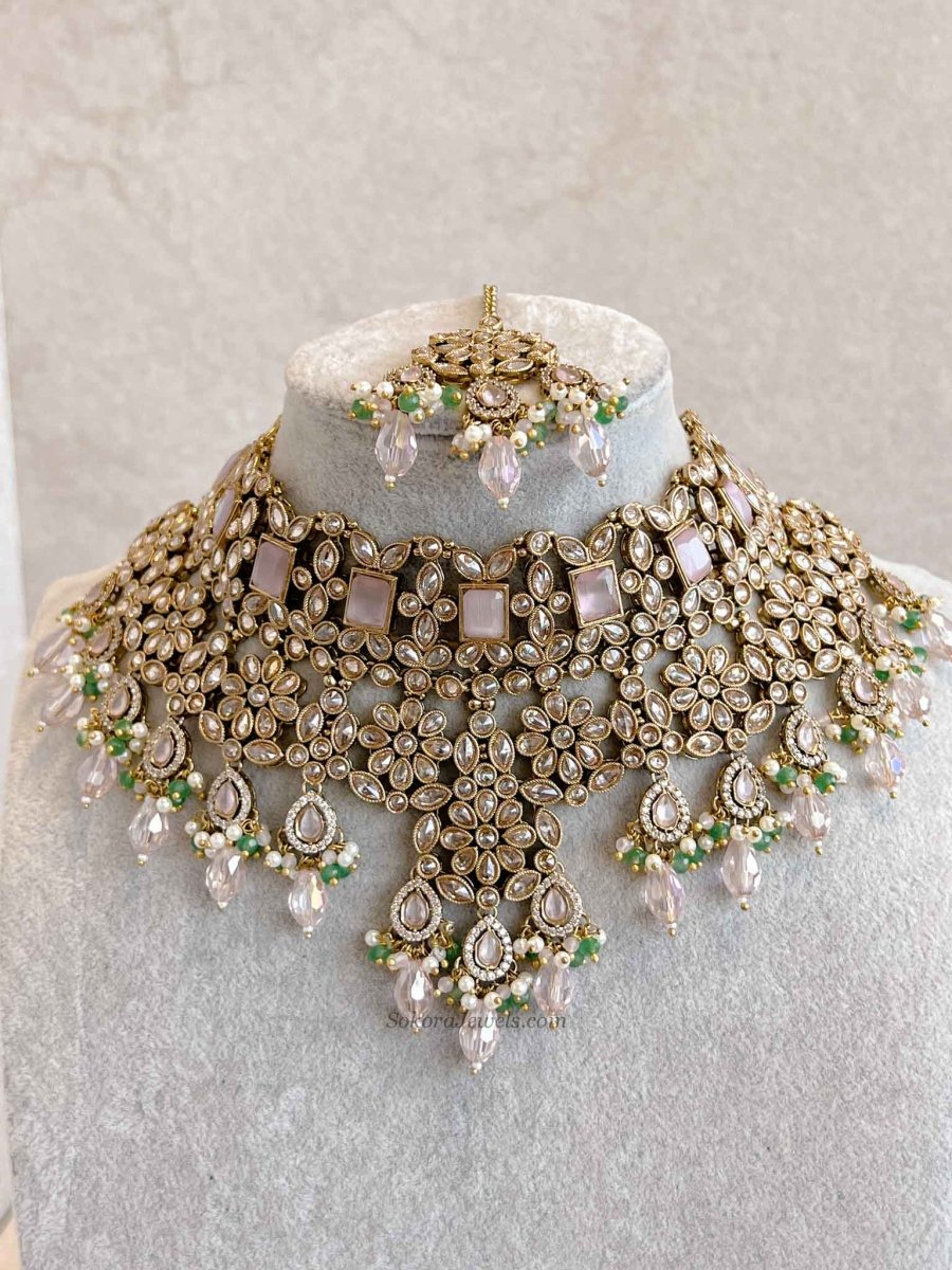 Pastel Bridal Choker Set - SOKORA JEWELSPastel Bridal Choker Setnecklace sets
