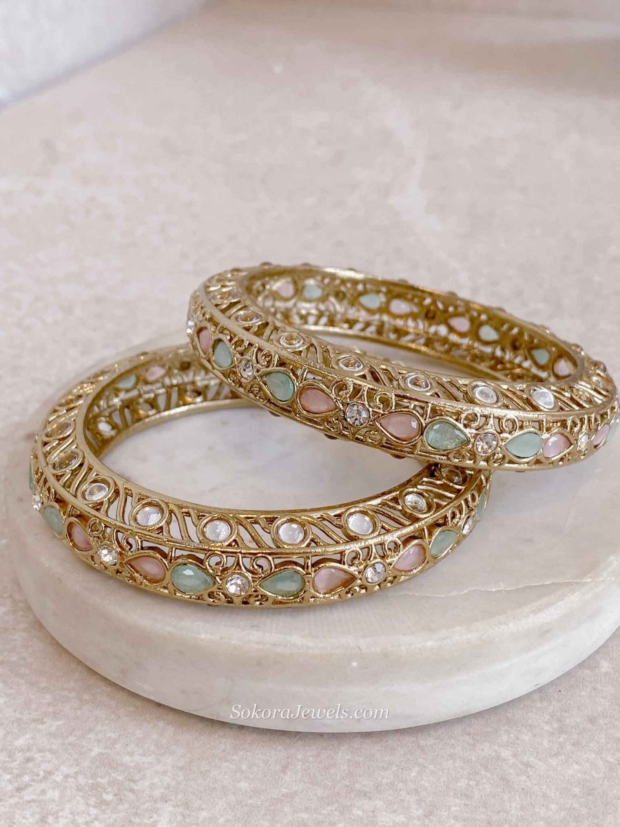 Pastel Detail Chunky Kada Bangles - SOKORA JEWELSPastel Detail Chunky Kada BanglesBANGLES