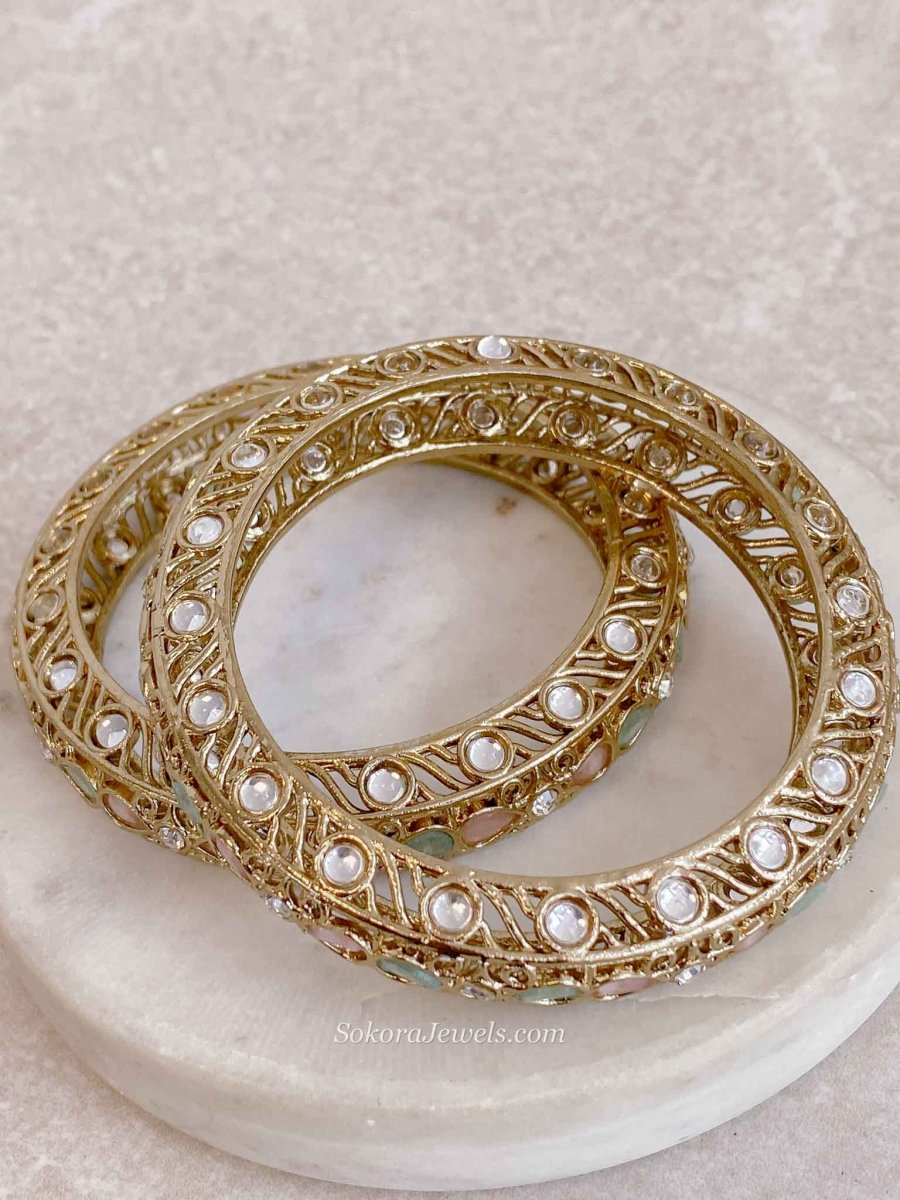 Pastel Detail Chunky Kada Bangles - SOKORA JEWELSPastel Detail Chunky Kada BanglesBANGLES