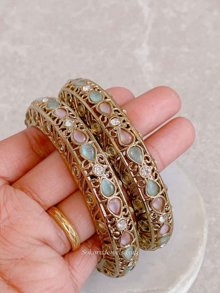 Pastel Detail Chunky Kada Bangles - SOKORA JEWELSPastel Detail Chunky Kada BanglesBANGLES