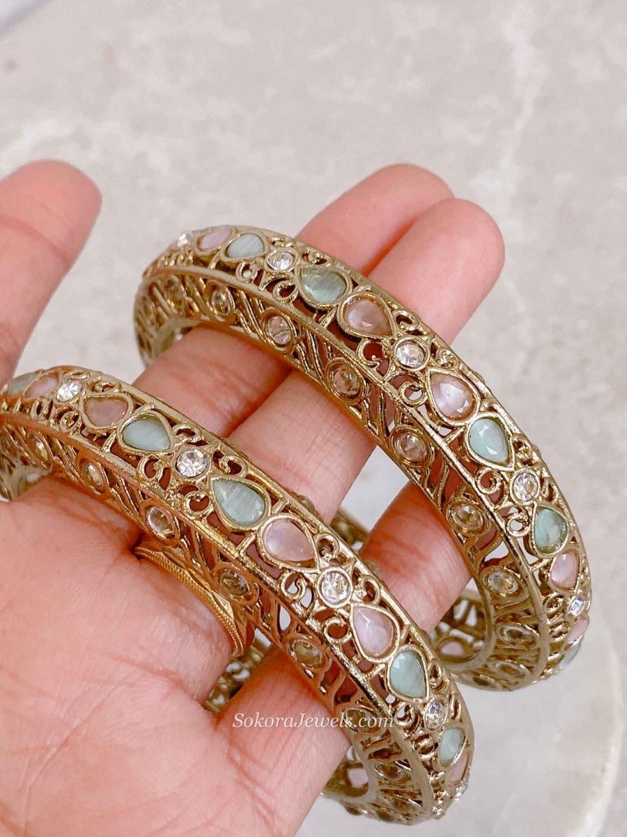 Pastel Detail Chunky Kada Bangles - SOKORA JEWELSPastel Detail Chunky Kada BanglesBANGLES