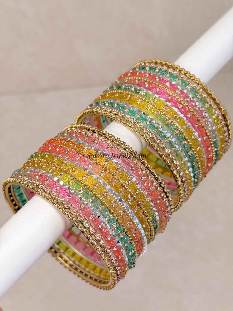 Pastel Glass Bangle set - 2.10 - SOKORA JEWELSPastel Glass Bangle set - 2.10BANGLES