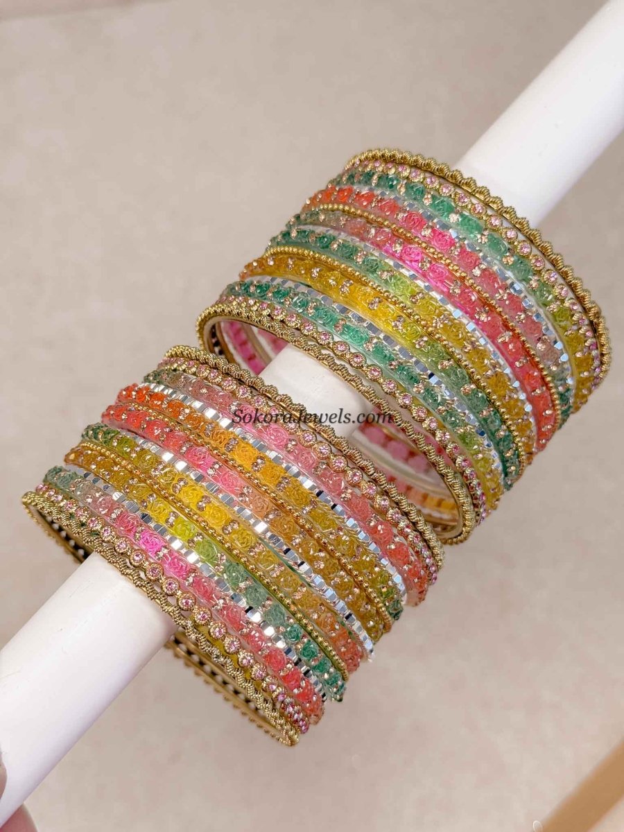 Pastel Glass Bangle set - 2.10 - SOKORA JEWELSPastel Glass Bangle set - 2.10BANGLES