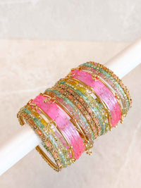 Pastel Glass Bangle set - 2.6 - SOKORA JEWELSPastel Glass Bangle set - 2.6BANGLES