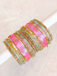 Pastel Glass Bangle set - 2.6 - SOKORA JEWELSPastel Glass Bangle set - 2.6BANGLES