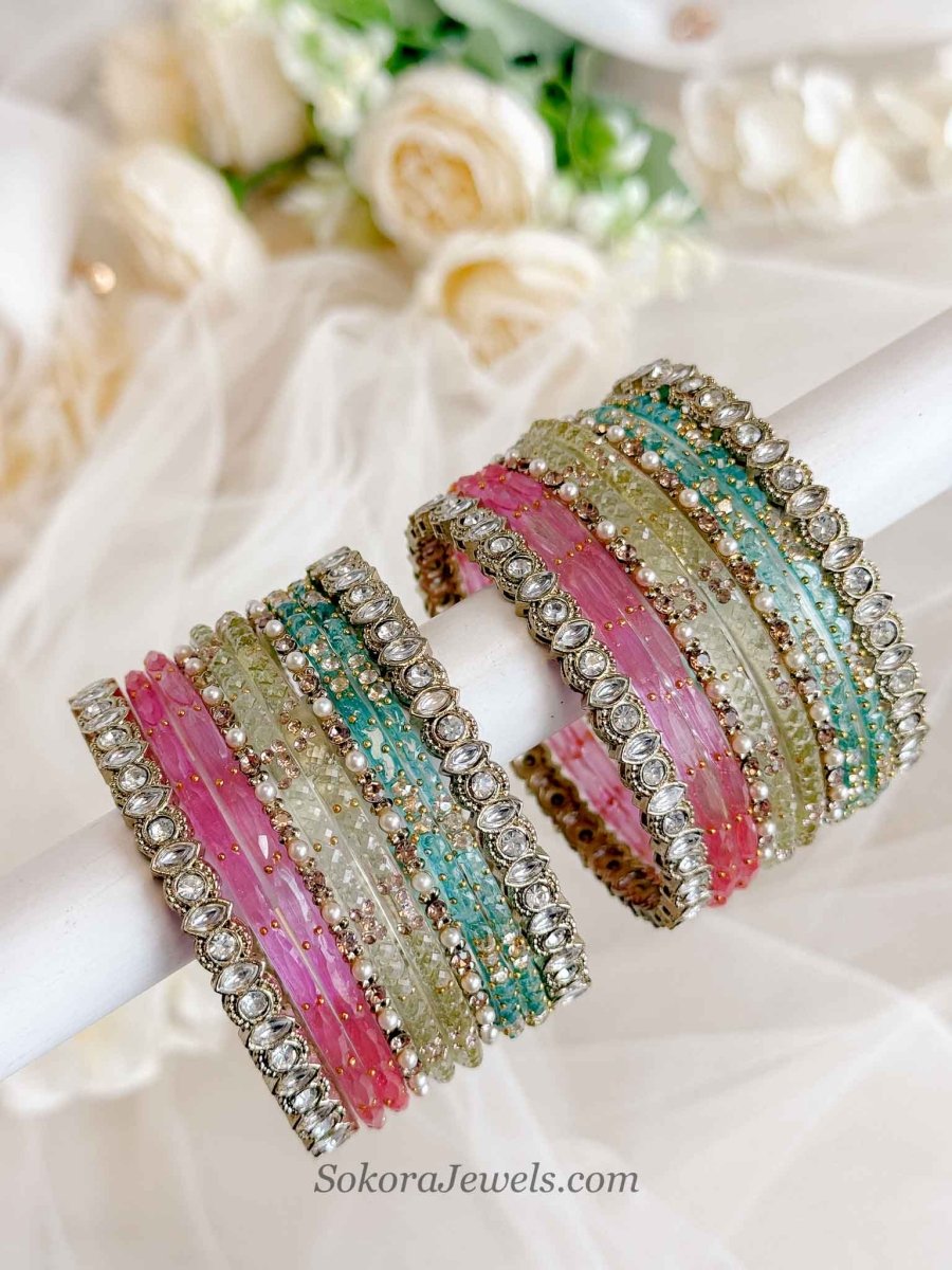 Pastel Glass Bangle set - SOKORA JEWELSPastel Glass Bangle setBANGLES