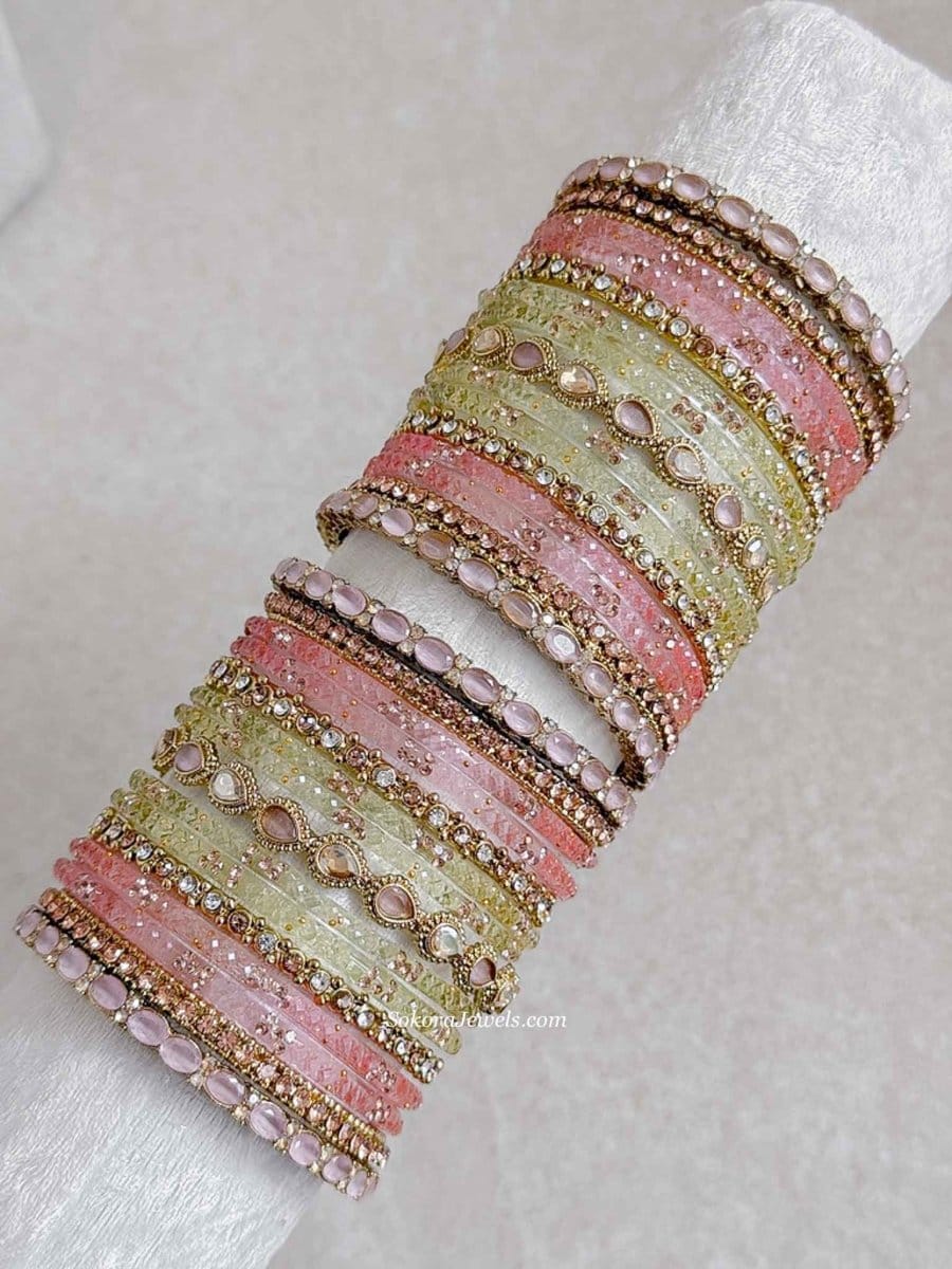 Pastel Glass Bangle set - SOKORA JEWELSPastel Glass Bangle setBANGLES