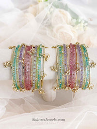 Pastel Glass Bangles Set - 2.10 - SOKORA JEWELSPastel Glass Bangles Set - 2.10BANGLES