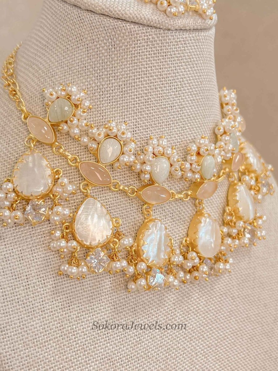 Pastel & Mother-of-Pearl Choker Set - SOKORA JEWELSPastel & Mother-of-Pearl Choker Set