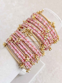 Pastel Pink Pink Glass Bangle set - 2.6 - SOKORA JEWELSPastel Pink Pink Glass Bangle set - 2.6BANGLES
