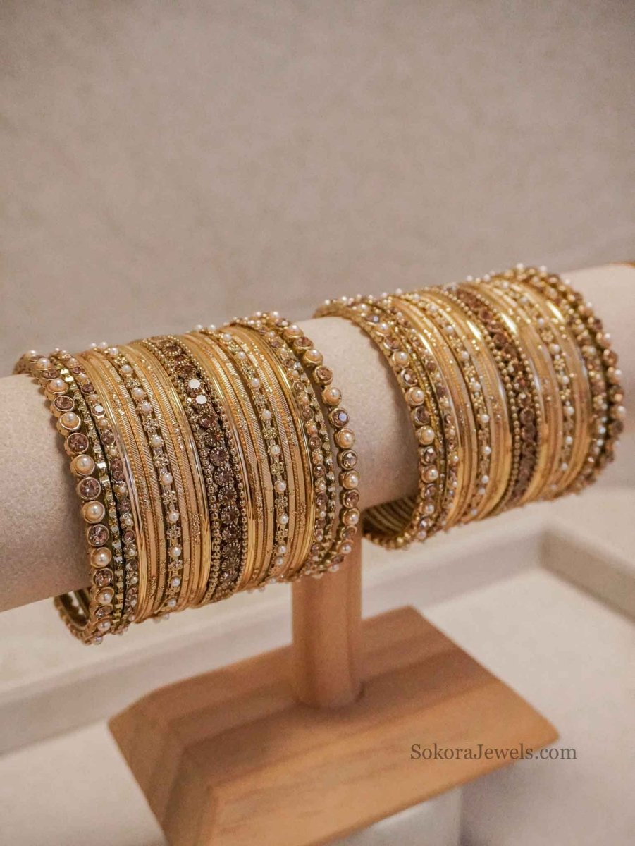 Pav Midi Pearly Bangle Set - 3 Colour Options - SOKORA JEWELSPav Midi Pearly Bangle Set - 3 Colour OptionsBANGLES